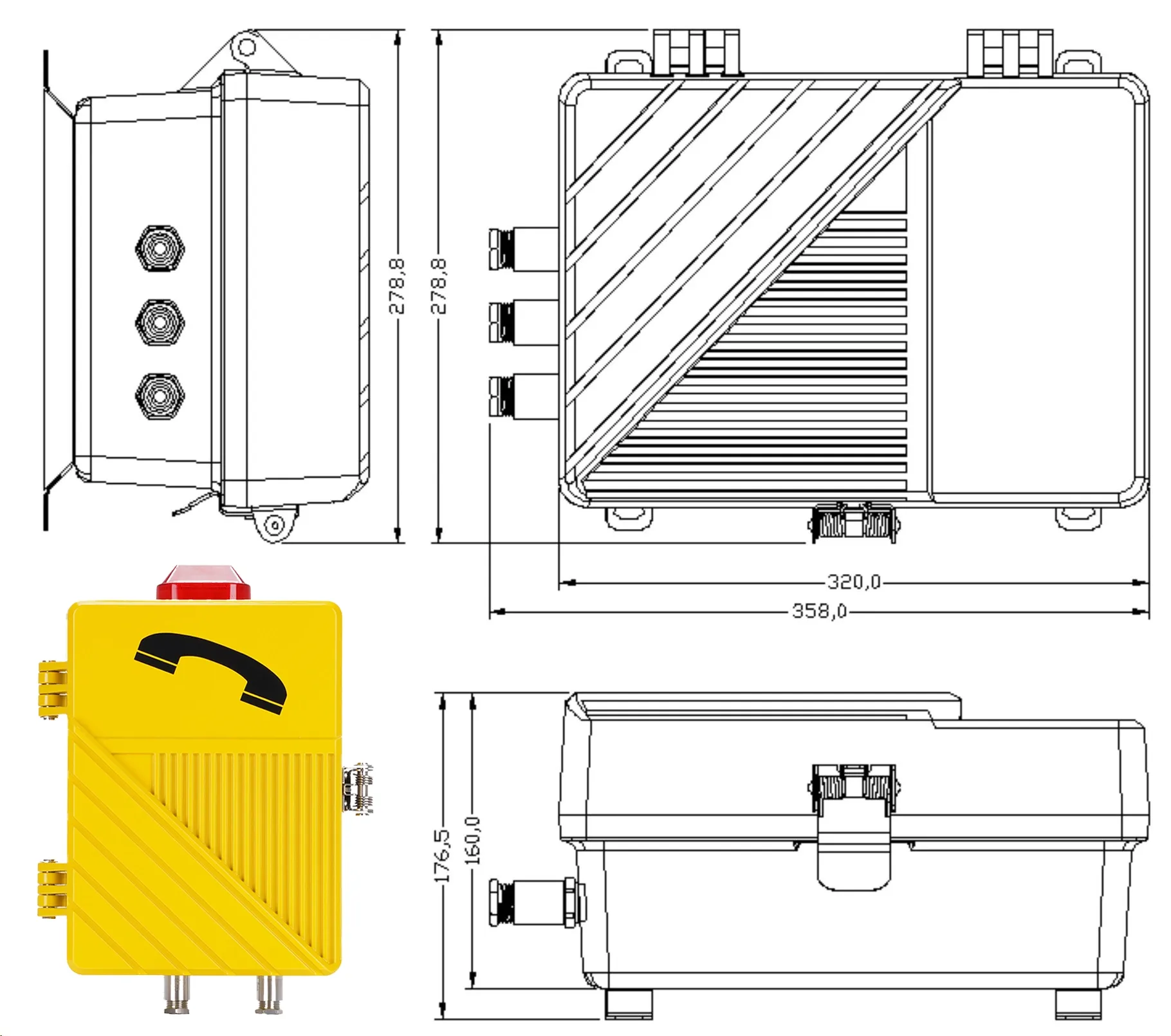 Dimensões de instalação de telefone à prova de explosão