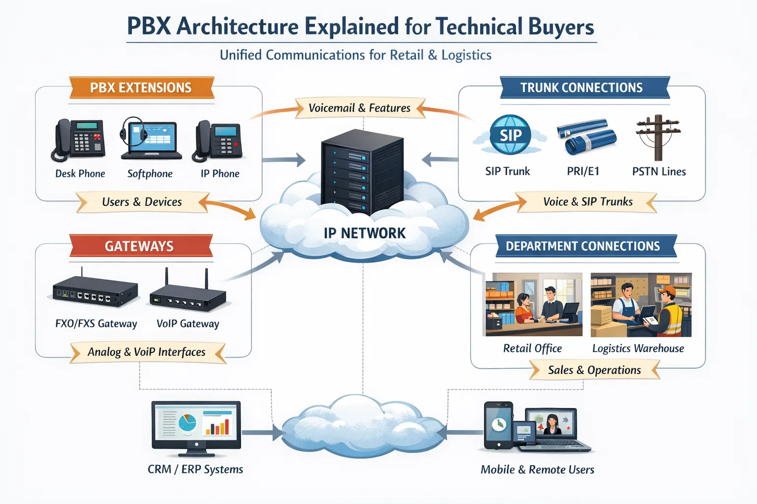 Arquitetura PBX explicada para compradores técnicos