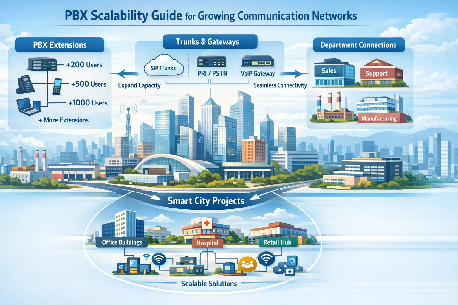Guia de escalabilidade PBX para redes de comunicação em crescimento