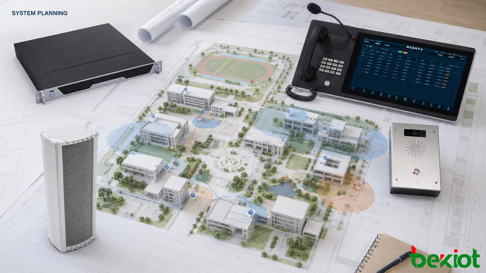 Projeto de comunicações no campus integrando PA, telefonia, interfone, alarmes e despacho